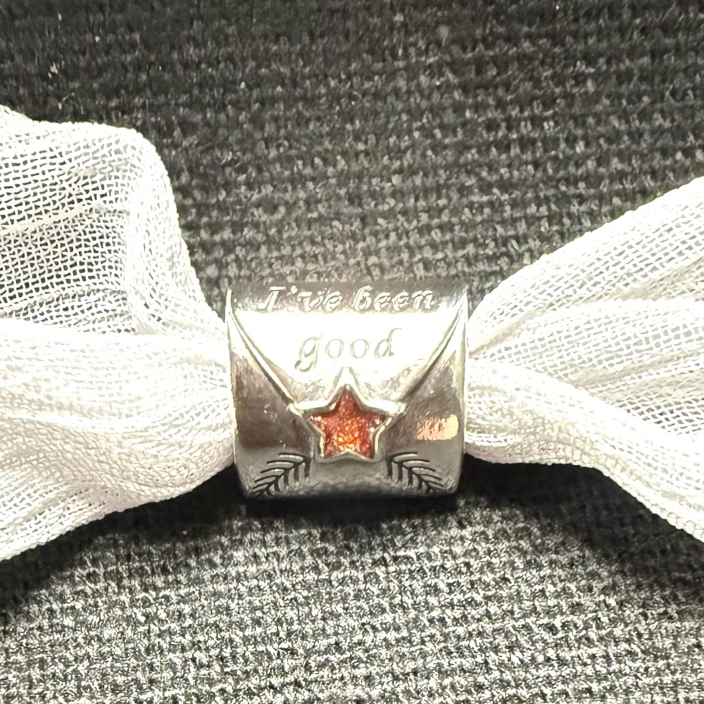 Pandora Retired Letter to Santa Christmas Charm|Sterling Silver with Red Enamel